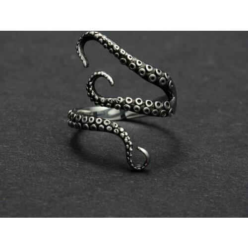 New Fashion Adjustable Eight Punk Octopus Catch Ring For Men Domineering Personality Jewelry Opening Rings