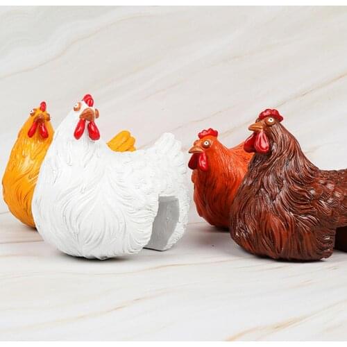 Outdoor Colorful Hen Resin Statue Waterproof Rust-proof Ladder Craft Ornaments For Garden Clamping Ladder Sculpture Accessories