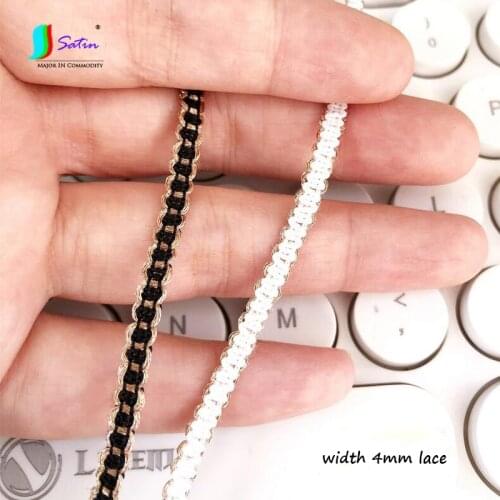 Delicate Shirt Dress Decoration Delicate Japanese Style Gold,Silver rose Gold Super Narrow 4mm Knitted Lace A0558L