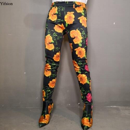 Olomm New Women Spring Sexy Pantyhose Boots Stiletto High Heels Pants Boots Pointed Toe Floral Shoes Women Plus US Size 5-15