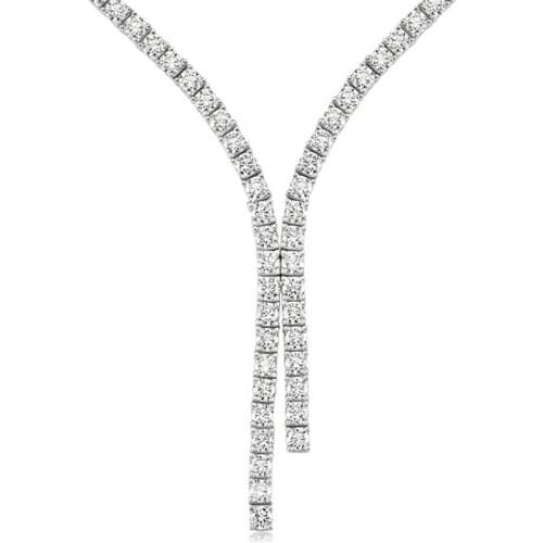 Valori Jewels 8 Carat, Zirconia White Gemstone, Rhodium Plated, Tennis Necklace