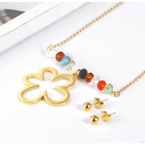 OUFEI Clover Necklace Earrings Set Woman Vogue 2019 Stainless Steel Jewelry Accessories Gifts For Women Wholesale lots bulk