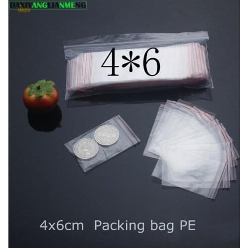 Bags Transparent Plastic Pe 4x6cm 1000pcs Size Ripper Lock Clear Packaging Zipper Recycle Free