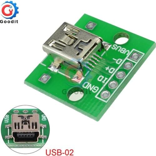1pcs Mini USB to DIP Adapter Converter For 2.54mm PCB Board DIY Power Supply Module Board Adapter Female