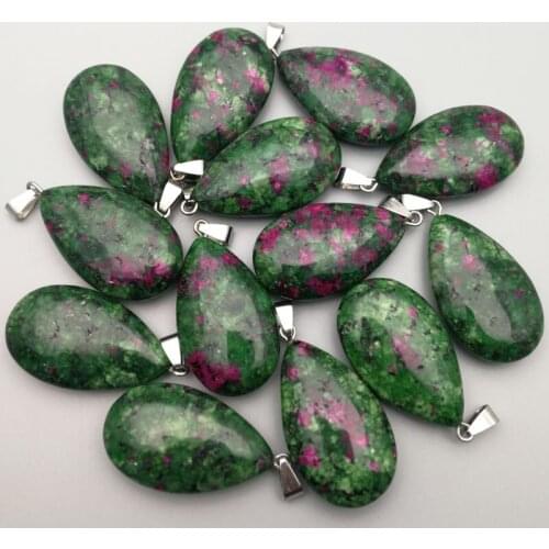 Drop Shipping Natural stone pendant red green treasure large drop necklace pendant accessories accessories wholesale