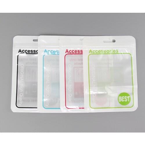 Retail Plastic Storage Pouches Poly Packaging Package Bag with Hang Hole for Mobile Phone USB Data Charging Cable