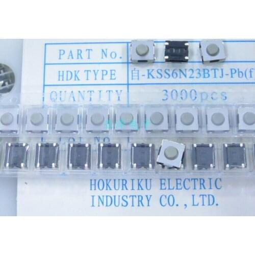 Hokuriku Japan HDK 6.2 * 6.2 * 3.1 SMD Tact Switch KSS6N23BTJ-PB gray buttons