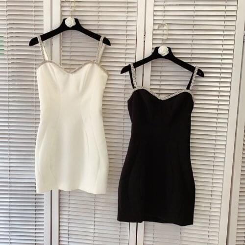 ShesModa Diamonds Slim Fit Spaghetti Strap Womens Wedding Party Mini Dress bodycon dress