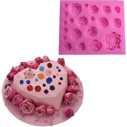 21 Holes Rose Flower Silicone Fondant Cake Mold Chocolate Candy Mould DIY Mousse Cake Decoration Cake Baking Tools Sugarcrafts