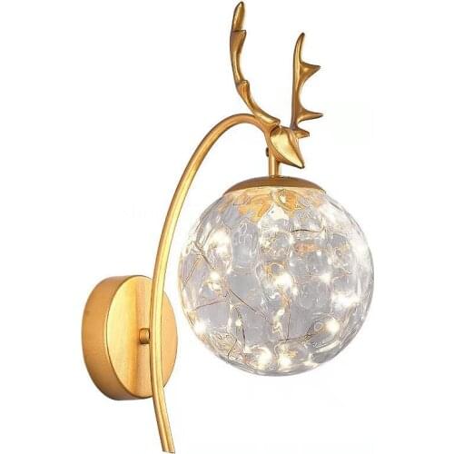 Nordic Antlers Starry Sky Wall Lamp Modern Glass Lampshade Wall Light Living Room Decoration Beside Lamp Stair Light Wall Decor