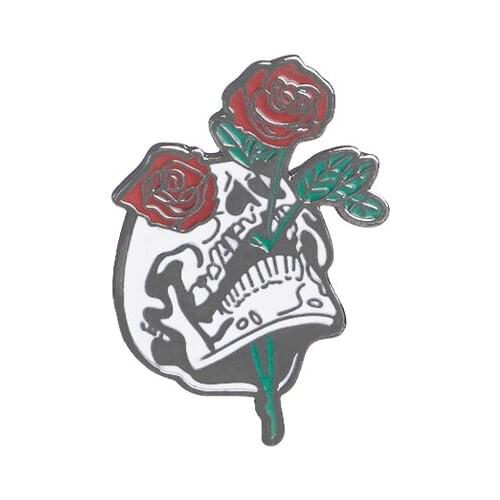 Skeleton enamel pin Skull ghost rose badge brooch Lapel pin Denim Jean shirt bag Gothic Punk Jewelry Gift for Friends