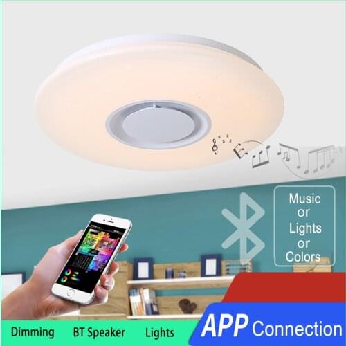 Modern LED RGB Ceiling Lights for Living Room Music Ceiling Lamp with Bluetooth Speaker Dimmable Decor Bedroom Indoor Ceiling