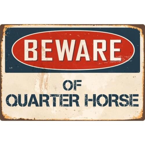 StickerPirate Beware of Quarter Horse 8 x 12 Vintage Aluminum Retro Metal Sign VS350