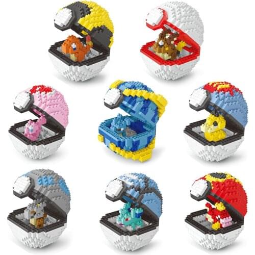 Takara Tomy Pokemon 10 Genuine Mini Building Blocks Anime Cartoon Pikachu Model Assembled Educational Graphic Educational Toys