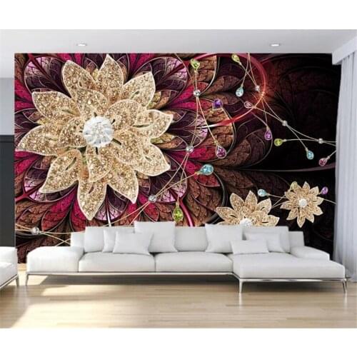 Wellyu Custom Wallpaper papier peint Diamond jewelry flower beautiful fractal art living room TV background wall behang