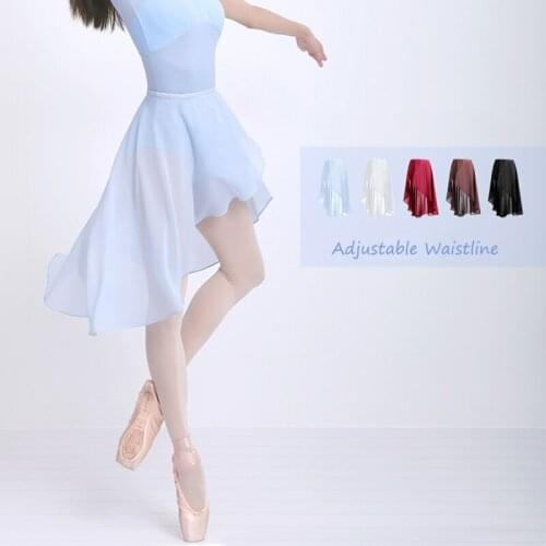 Women Chiffon Ballet Skirts Girls Soft Ballet Dress Tulle Skirt Black Polyester Dance Costumes Adult Training Dress