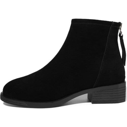 Round Toe Thick Heel WomenS Boots, Solid Color Short Boots With Side Zipper, WomenS Platform Shoes
