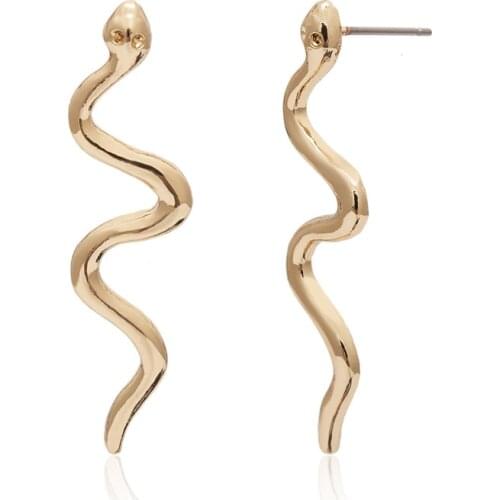 ZRM Snake-shaped Long Earrings Women Girl Simple Punk Femme Pendientes Mujer Party Curved Alloy Geometry Earring Jewelry