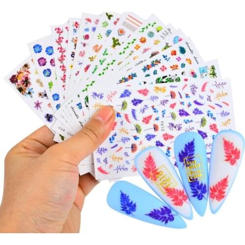 1 Sheet Gothic Blooming Flower Leaves Stickers For Nails Manicure Smile Design Nails Art Stickers Water Transfer Nail Decoration
