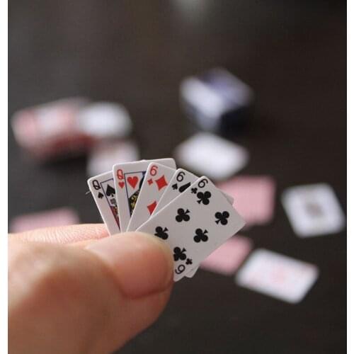 1 Set 1:12 Cute Miniature Dollhouse Cute Mini Poker Playing Cards Style Random Mini Cute Poker For Dollhouse