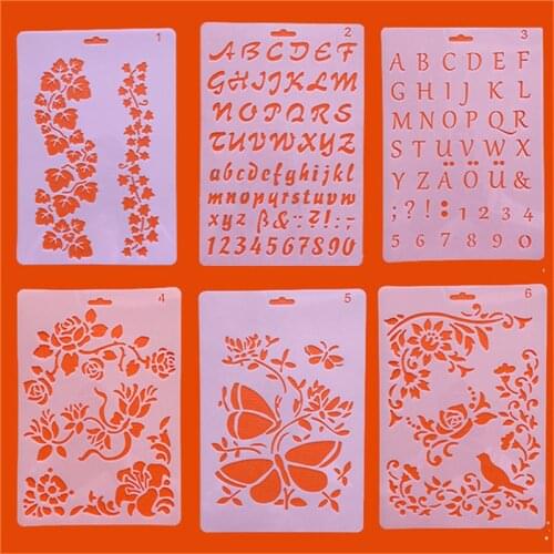 1pc Alphabet English Letters DIY Layering Stencils Painting Template Butterfly Flower Scrapbook Coloring Embossing Card Template
