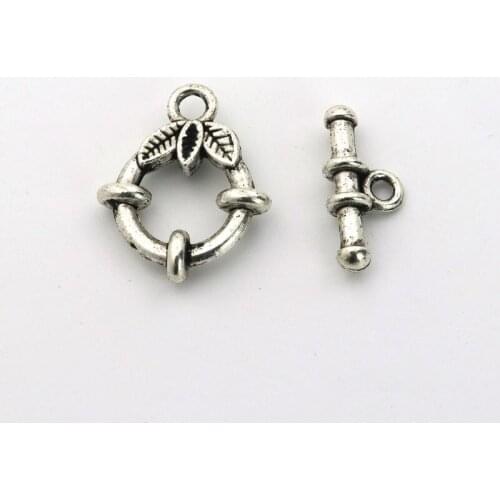 10 set Antique Silver Flower Leaf Metal Bracelet Necklace OT Clasps Connector For Jewelry Making Finding Accessories Wholesale