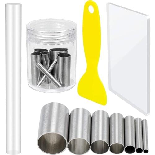 10pcs Polymer Clay Cutters Acrylic Clay Roller Set Round Circle Shape Punch Mold Sculpting Modeling Making Pottery Ceramic Tools