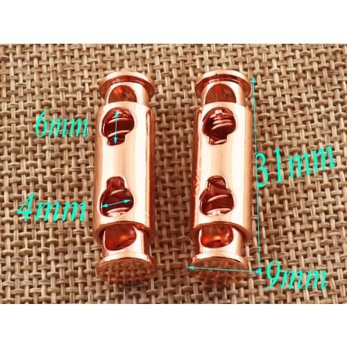 10 PCS Rose Gold Double Barrel Toggle Cord Lock Rope Buckle,Connector Buckle Spring Buckle,Cylinder Stopper Toggle