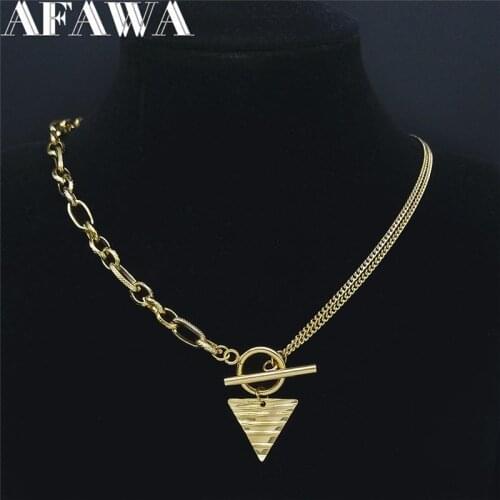 2021 Stainless Steel Triangle Chain Necklaces Women Gold Color Geometry Chocker Necklaces Jewelry collares hombre Y80S01