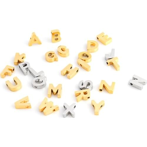 5pcs Gold Stainless Steel High Polish 26 Letter Charms Pendant Making Necklace Bracelet For DIY Jewelry Pendant Handmade Supplie