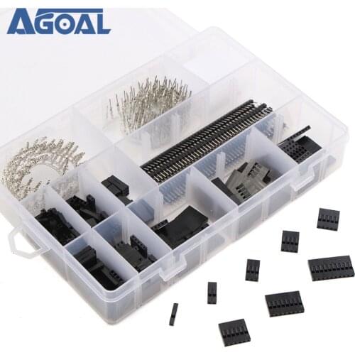 525Pcs 2.54mm Wire Jumper Pin Header Connectors Housing Female Kit And M/F Crimp Pins