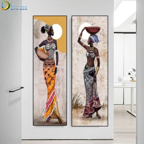 African Woman 5D Diy Diamond Painting Needlework Diamond Embroidery Full Square Drill African Characteristics Mosaic Picture