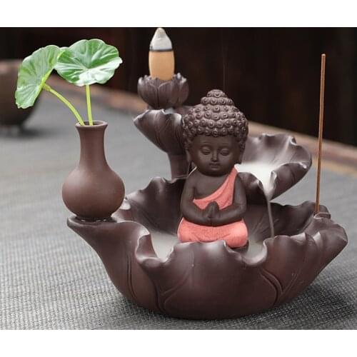 Lotus Backflow Incense Burner Waterfall Smoke Backflow Incense Burner Porcelain Fountain Brule Parfum Zen Incense Holder AC50IB