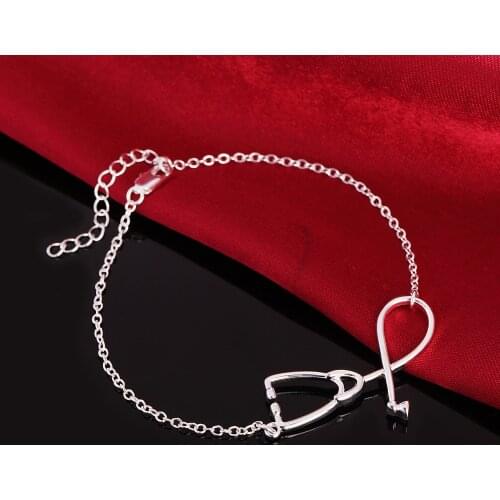 Wholesale Beautiful silver bracelet Doctor stethoscope lady chain fashion Wedding cute lady Gifts women bracelet jewelry LH018