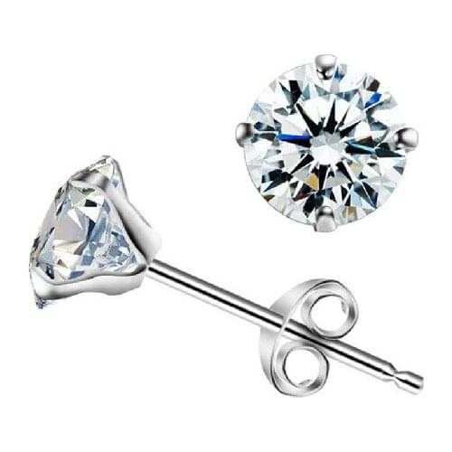 Hainon Silver Color Stud Earring Jewelry Fashion Simple Purple White Zircon Stud Earrings 5mm 6mm 7mm Stone stud Earrings