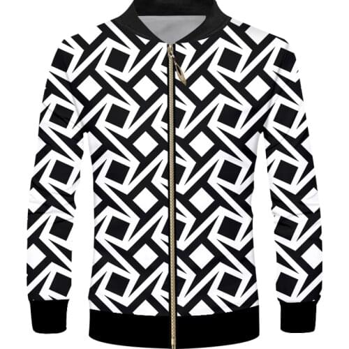 IFPD EU size Mens Casual Zipper Jackets 3D Print abstract geometric figures Long sleeves Coats Man plus size Tracksuits jacket