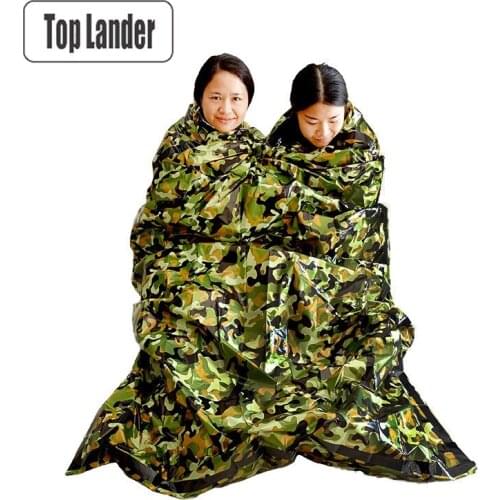 Camouflage Waterproof Survival Emergency Sleeping Bag Thermal Keep Warm Mylar Double First Aid Emergency Blanket Outdoor Camping