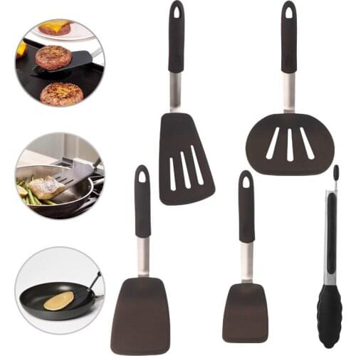 Non-stick Silicone Spatula Baking Kitchen Tools Reusable Silicone Spatula Spoon Food Tongs Fried Egg Shovel Fish Shovel