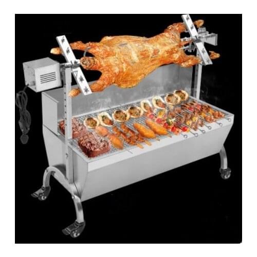 Stainless steel auto charcoal BBQ roasted whole lamb stove motor charcoal bbq barbecue grill with windsheild