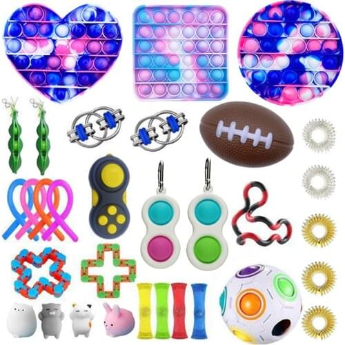 Fidget Toys Anti Stress Set Stretchy Strings Pop It Popit Gift Pack Adults Children Squishy Sensory Antistress Relief Figet Toys