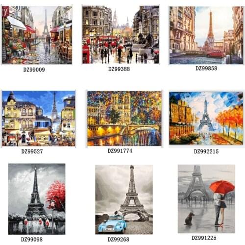 SDOYUNO Paris Street landscape diy oil painting by numbers kit for adults coloring by numbers on canvas Acrylic art supplies