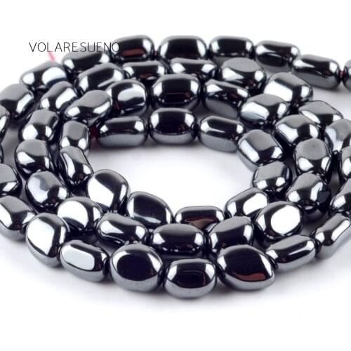 Natural Glossy Irregular Black Hematite Stone Round Loose Beads For Jewelry Making 5-8mm Spacer Beads Fit Diy Bracelet 15