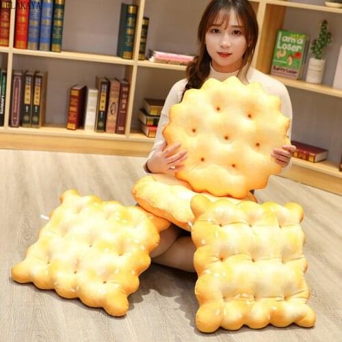 New Creative Biscuits Plush Pillow Round Shape Square Sesame Plain Cookie Lifelike Food Snack Seat Chair Cushion Simulation Toys