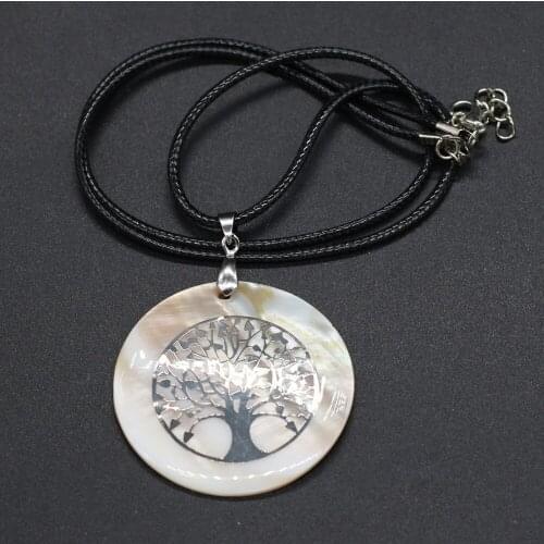 Fine Natural Pearl Shell Pendant Necklaces Round Tree of Life Shell Necklace Jewelry Good Quality for WomenParty Gifts