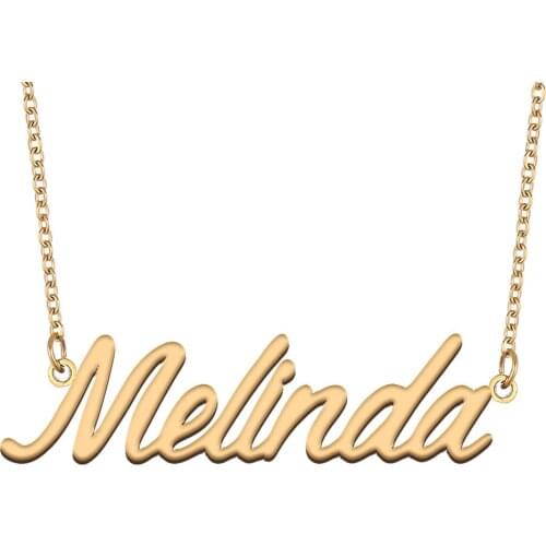 Melinda Name Necklace for Women Stainless Steel Jewelry 18k Gold Plated Nameplate Pendant Femme Mother Girlfriend Gift