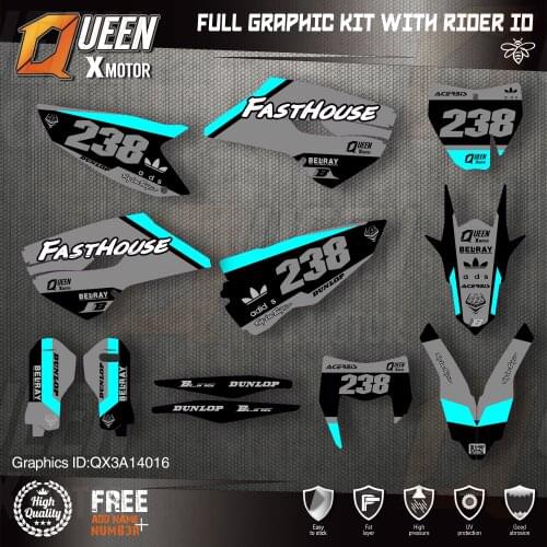 Queen X Custom Team Graphics Decals 3M Stickers Kit For Husqvarna Sticker Decal 2014-15 TC FC 2015-16 FE TE 125 to 450cc 16