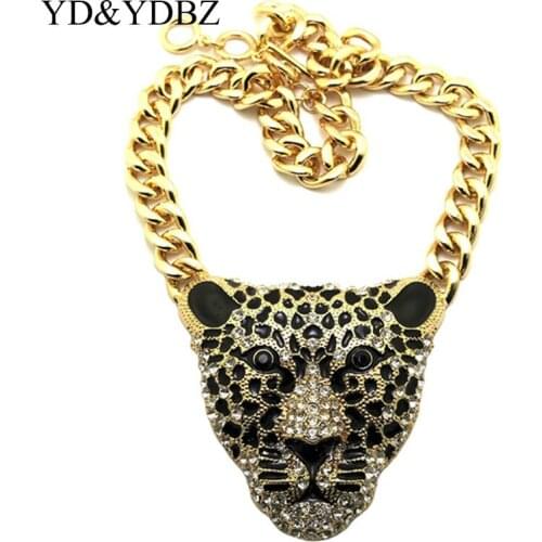 Street Style Necklaces Big Leopard Head Pendant Necklace Hip Hop Punk Style Jewelry Art Party Rave Accessory Animal Gold Chain A