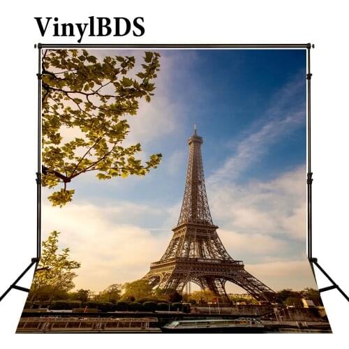 VinylBDS Eiffel Tower Backdrop Scenic Photography Backdrops Customize Seamless Outdoor Wedding Backdrop for Photos studio shoot