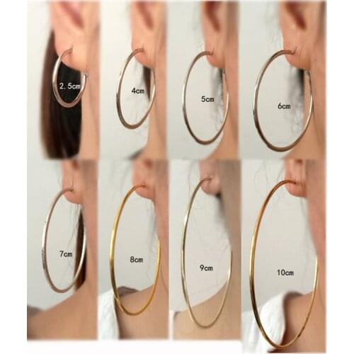1Pair Trendy Large Hoop Earrings for Women Girl Big Smooth Circle Earrings Brand Loop Earrings Punk Chic Jewelry