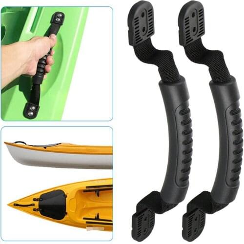 1 Pair Replacement Marine Boat Carry Handle Plastic Side Mount Handrail Hand Rail Hardware for Kayak Yacht Canoe Raft Black